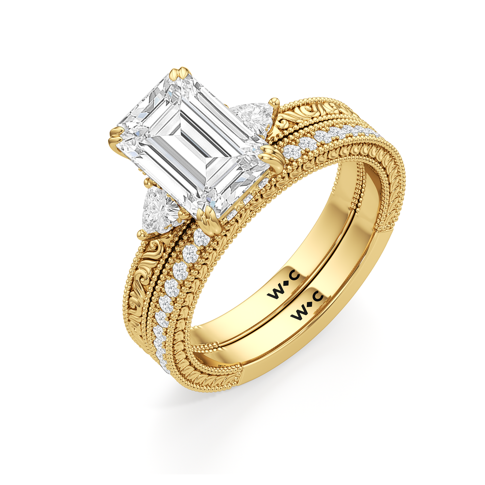 Elongated Cushion Cut The Ophelia Ring with Lab Grown Diamond in 14KT Yellow Gold view 4

