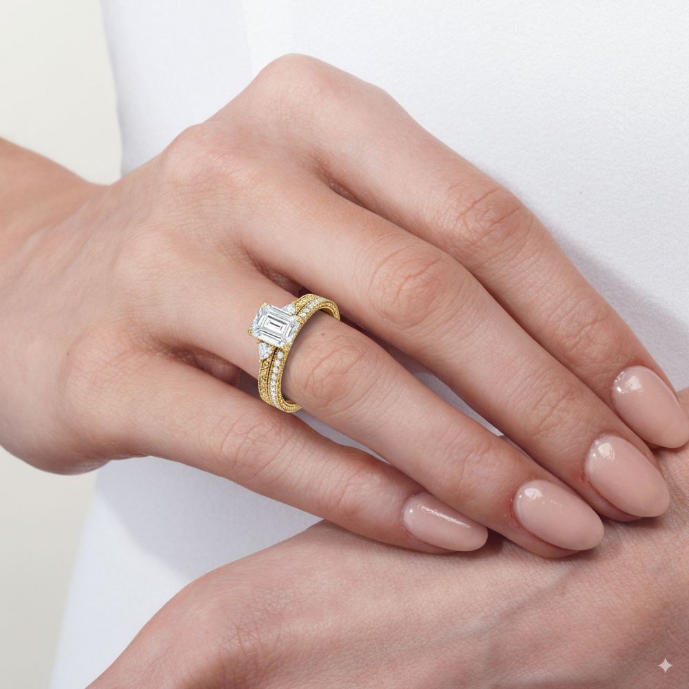 Model Wearing The Ophelia Diamond Wedding Band view