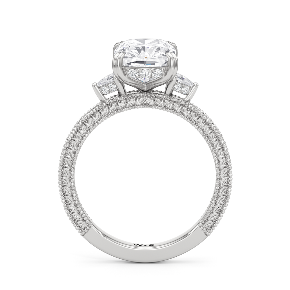 Elongated Cushion Cut The Ophelia Ring with Lab Grown Diamond in 14KT Platinum view 2
