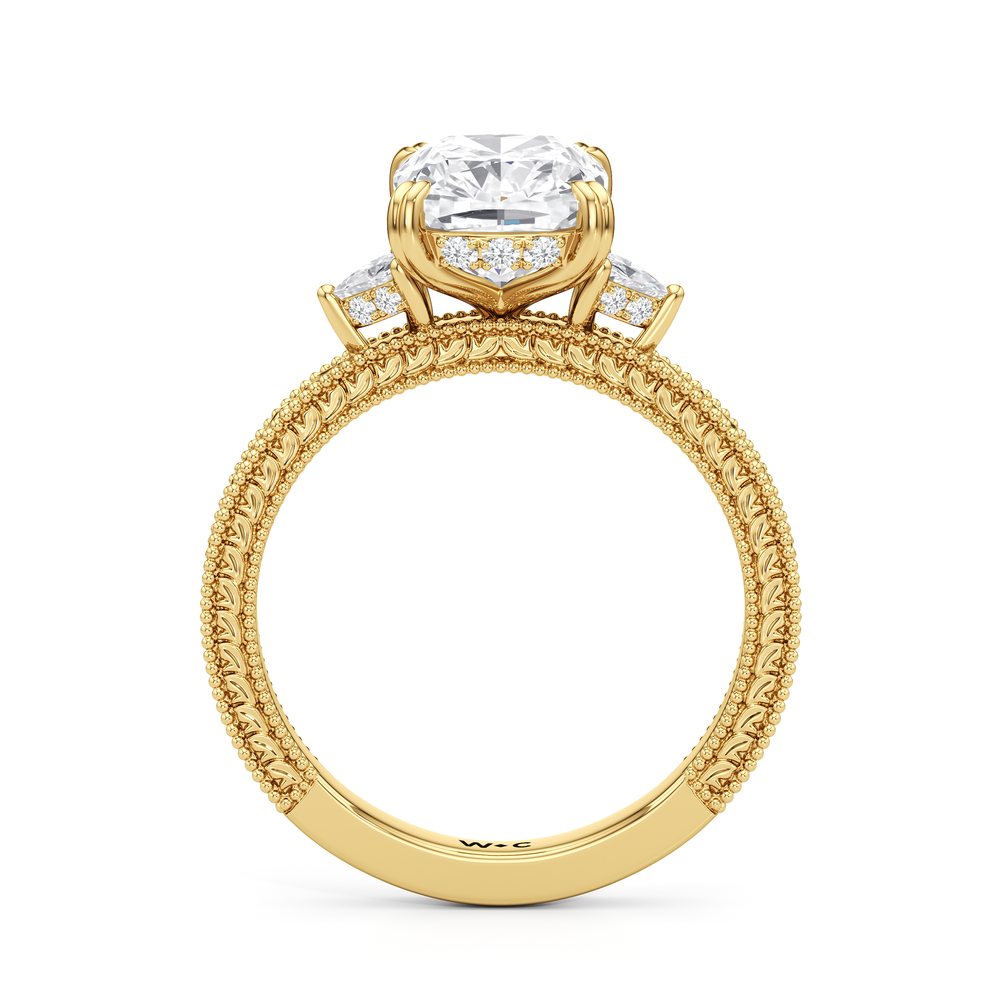 Elongated Cushion Cut The Ophelia Ring with Lab Grown Diamond in 14KT Yellow Gold view 2
