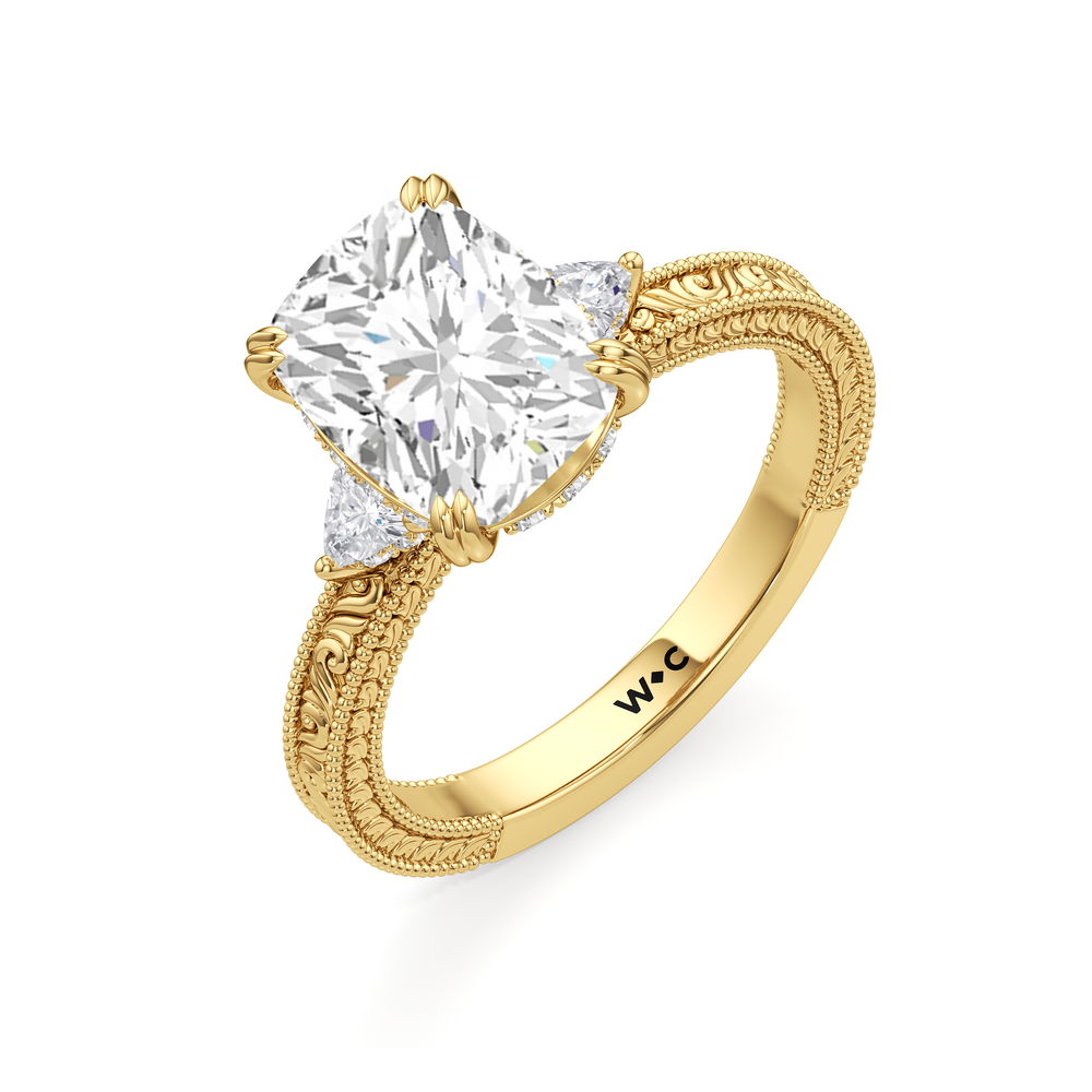 Elongated Cushion Cut The Ophelia Ring with Lab Grown Diamond in 14KT Yellow Gold view 3
