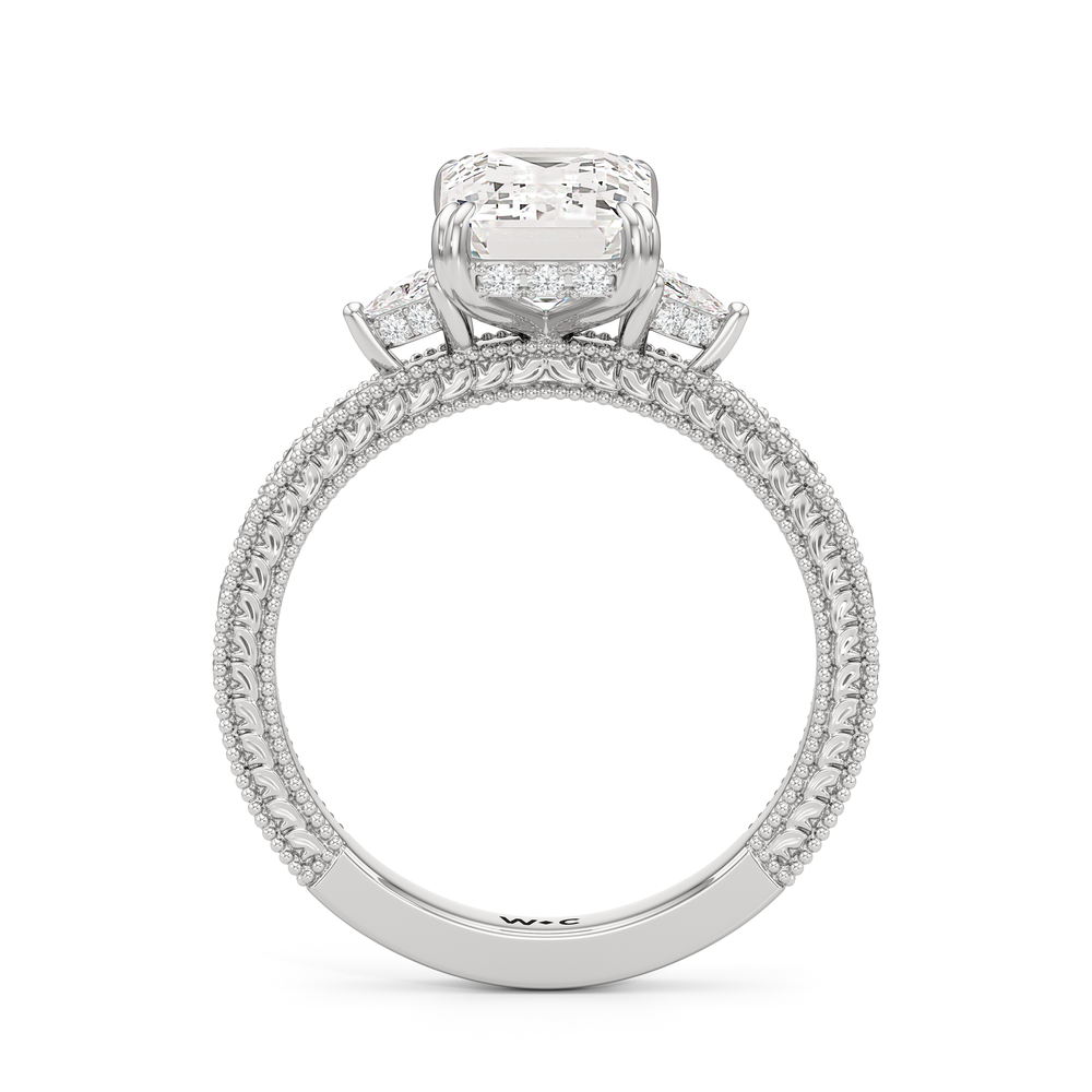 Emerald Cut The Ophelia Ring with Lab Grown Diamond in 14KT Platinum view 2
