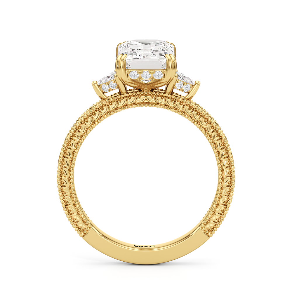 Emerald Cut The Ophelia Ring with Lab Grown Diamond in 14KT Yellow Gold view 2

