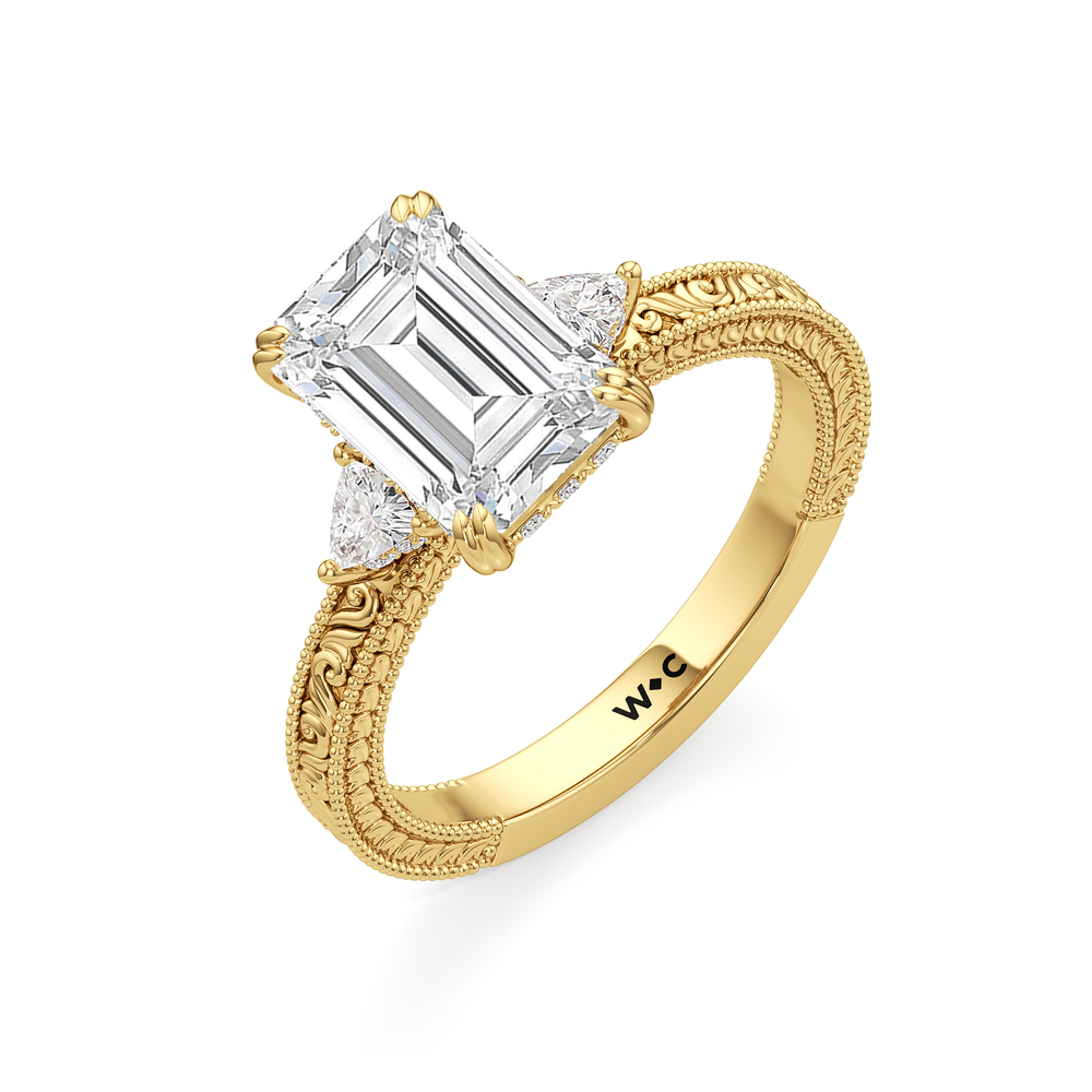 Emerald Cut The Ophelia Ring with Lab Grown Diamond in 14KT Yellow Gold view 3
