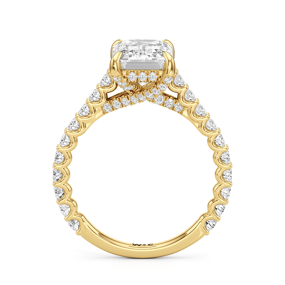 The Arc Icon Engagement Ring with Emerald Cut Diamond in 14KT Yellow Gold view 2
