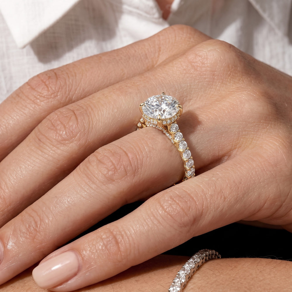 The Arc Icon Engagement Ring with Emerald Cut Diamond in 14KT Platinum view 2
