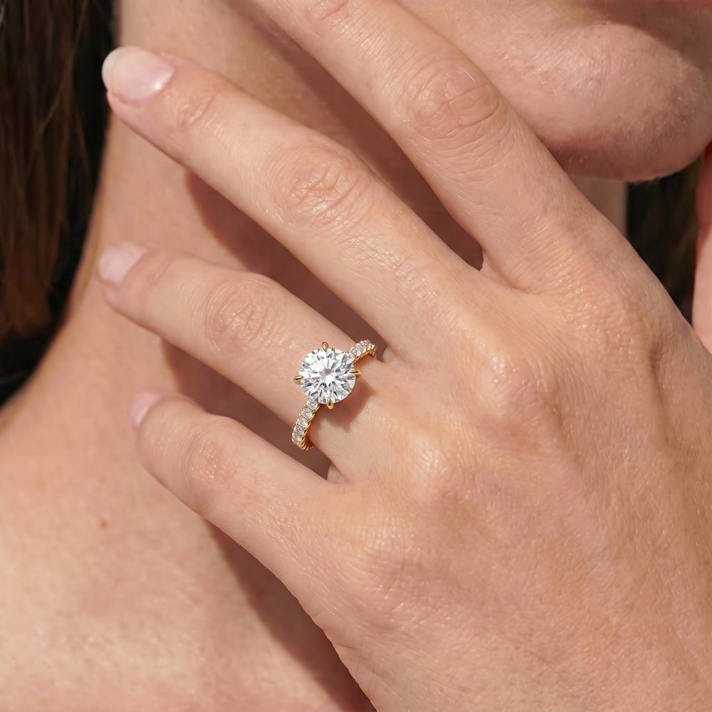 The Arc Icon Engagement Ring with Oval Cut Diamond in 14KT Rose Gold view 3
