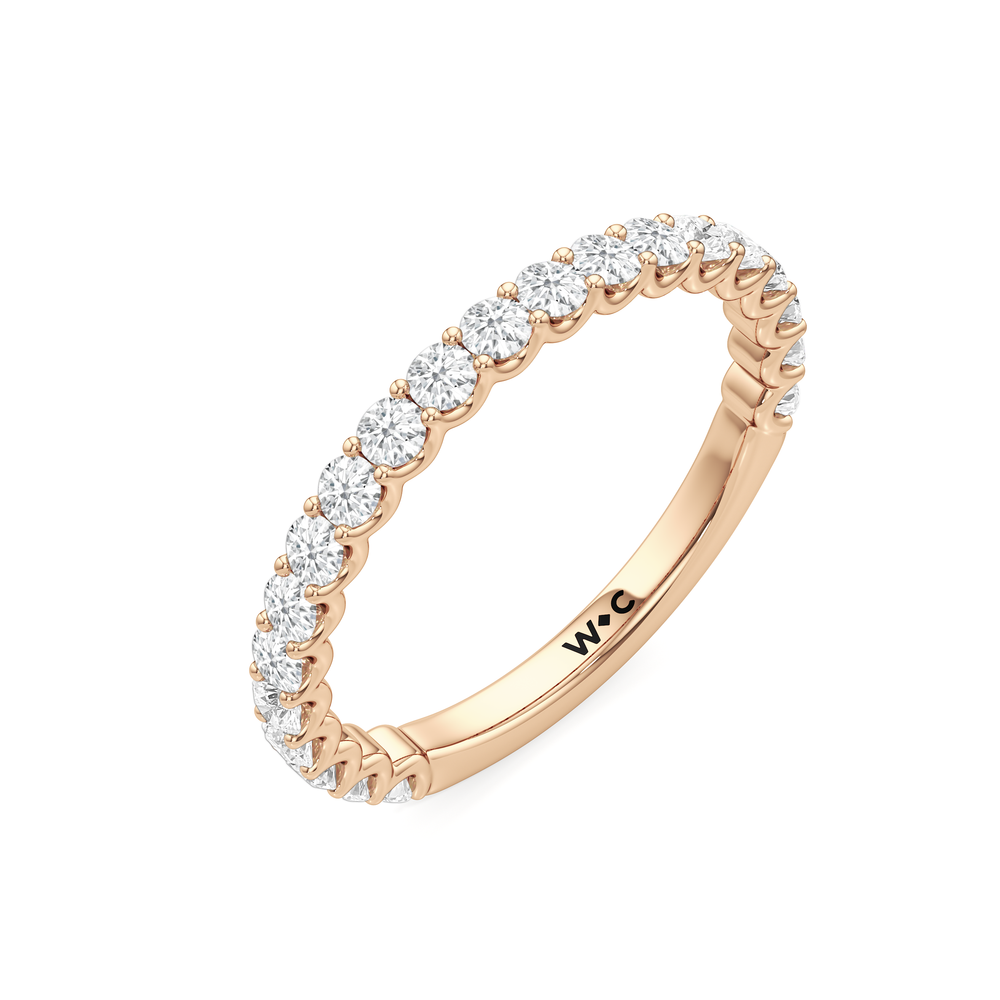 The Arc Classic Diamond Wedding Band with 18KT Rose Gold Cut Diamond in 14KT Rose Gold view 4
