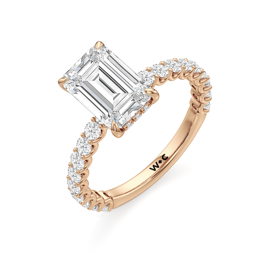 Emerald Cut The Arc Classic Engagement Ring with Lab Grown Diamond in 14KT Rose Gold view 6

