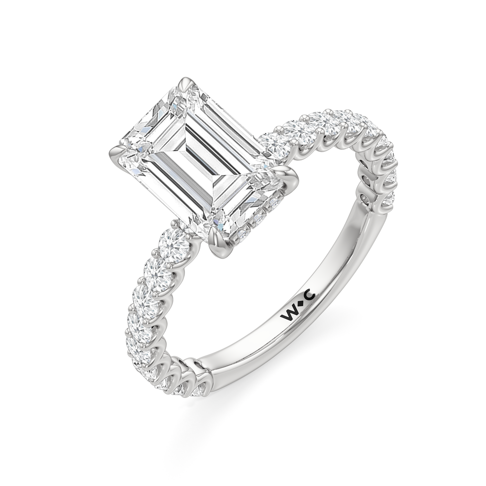 Emerald Cut The Arc Classic Engagement Ring with Lab Grown Diamond in 14KT Platinum view 6
