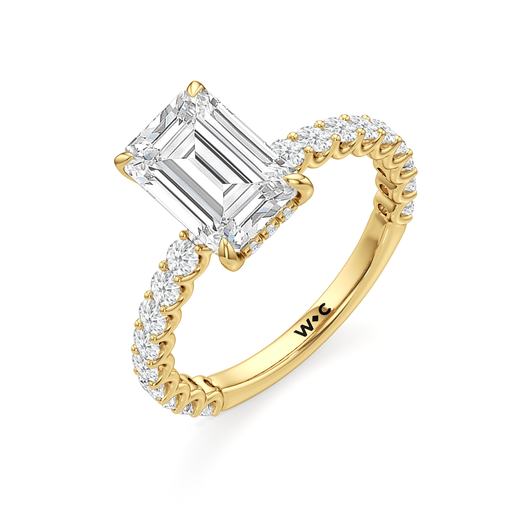 Emerald Cut The Arc Classic Engagement Ring with Lab Grown Diamond in 14KT Yellow Gold view 6
