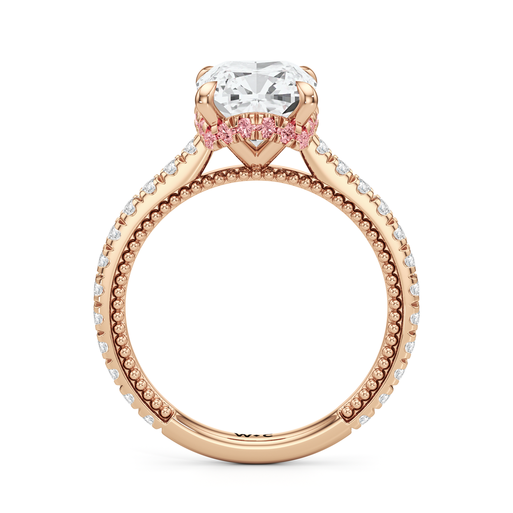 Cushion Cut The Peony Ring with Lab Grown Diamond in 14KT Rose Gold view 2
