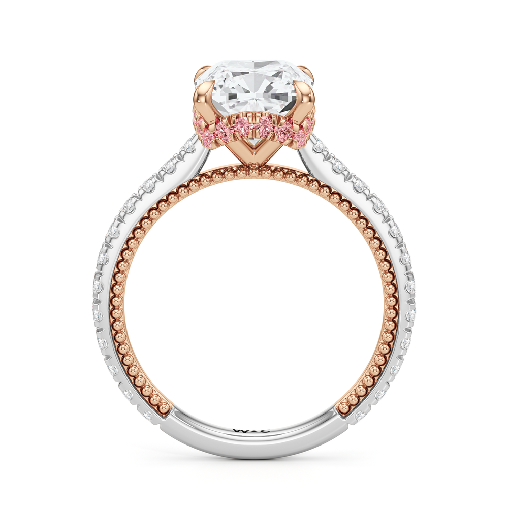 Cushion Cut The Peony Ring with Lab Grown Diamond in 14KT White & Rose Gold view 2
