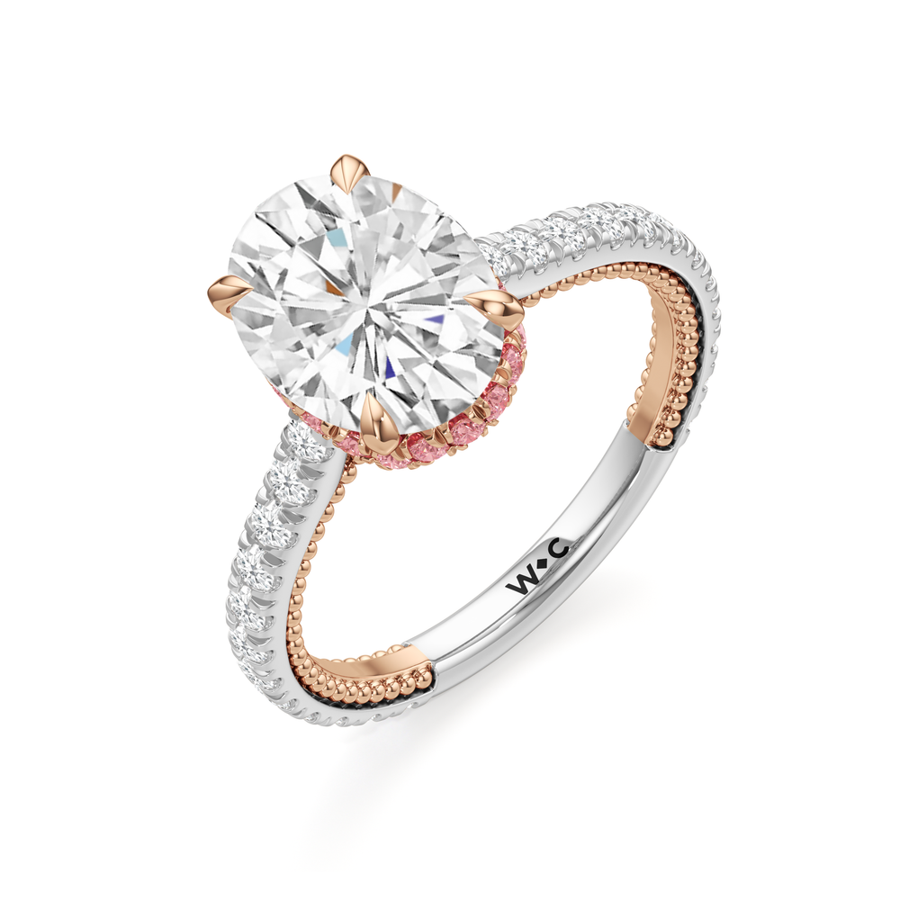 Oval Cut The Peony Ring with Lab Grown Diamond in 14KT White & Rose Gold view 3
