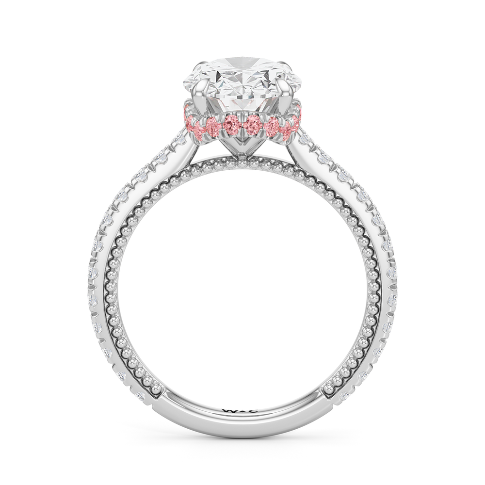 Oval Cut The Peony Ring with Lab Grown Diamond in 14KT Platinum view 2
