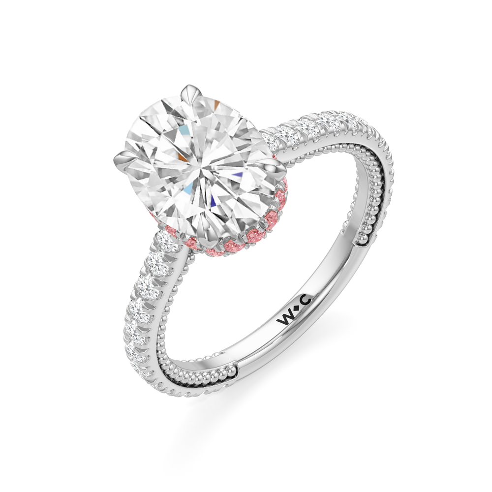 Oval Cut The Peony Ring with Lab Grown Diamond in 14KT Platinum view 3

