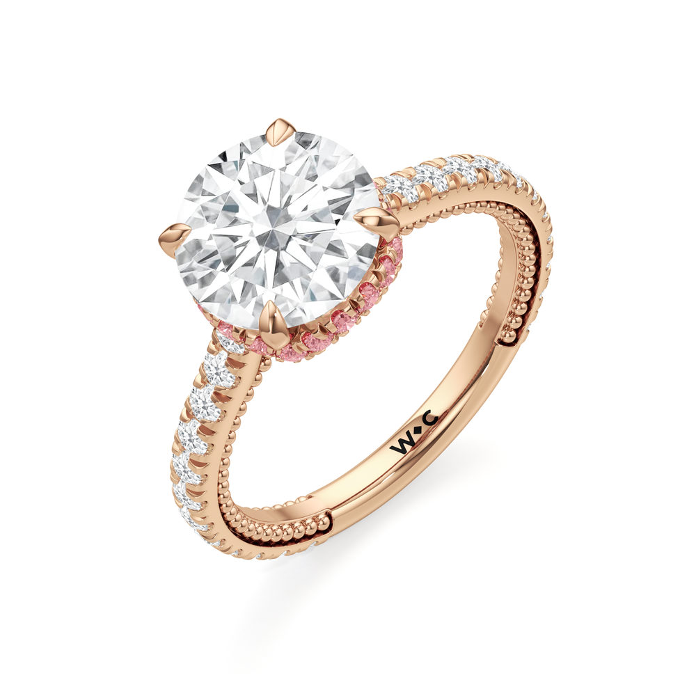 Round Cut The Peony Ring with Lab Grown Diamond in 14KT Rose Gold view 3
