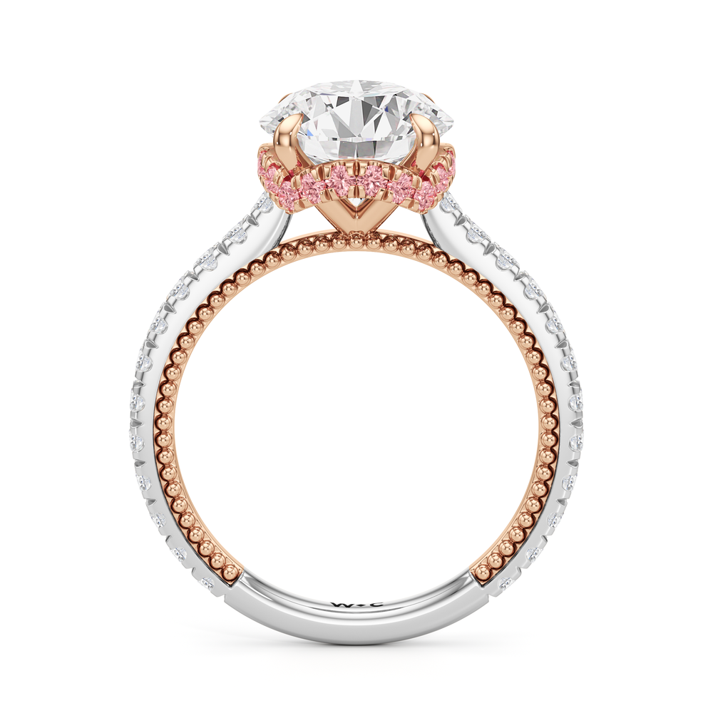 Round Cut The Peony Ring with Lab Grown Diamond in 14KT White & Rose Gold view 2
