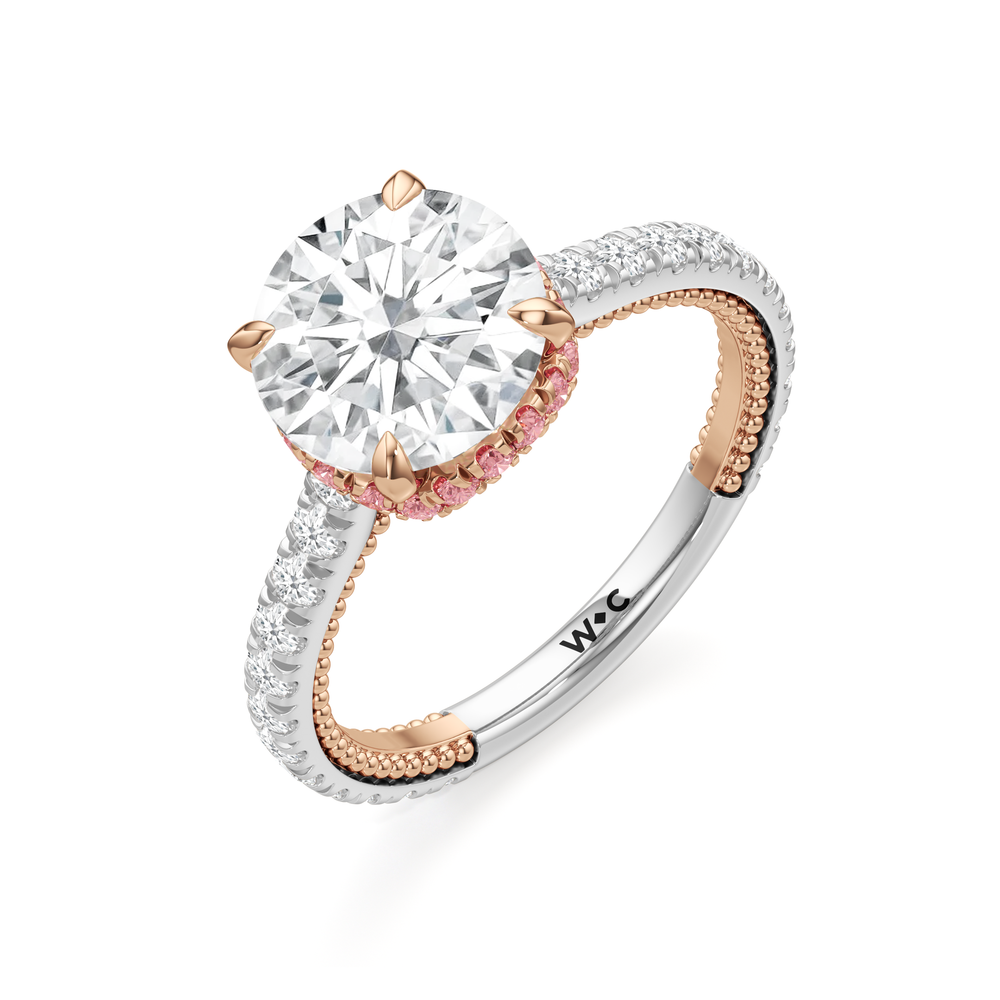 Round Cut The Peony Ring with Lab Grown Diamond in 14KT White & Rose Gold view 3
