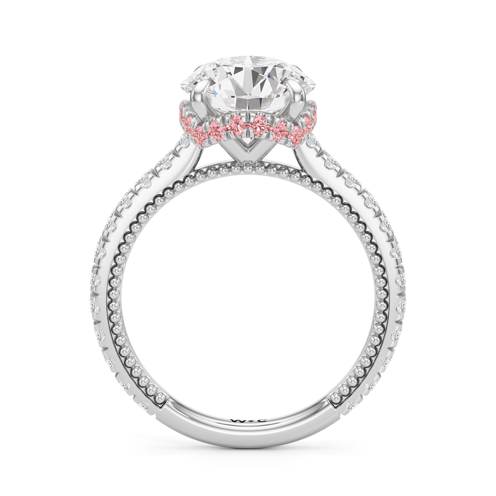 Round Cut The Peony Ring with Lab Grown Diamond in 14KT Platinum view 2
