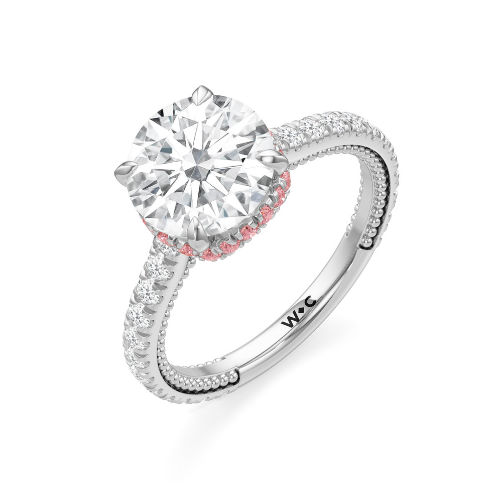 Round Cut The Peony Ring with Lab Grown Diamond in 14KT Platinum view 3
