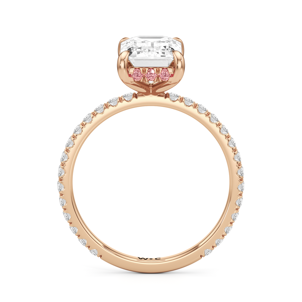 Emerald Cut The Rose Ring with Lab Grown Diamond in 14KT Rose Gold view 2
