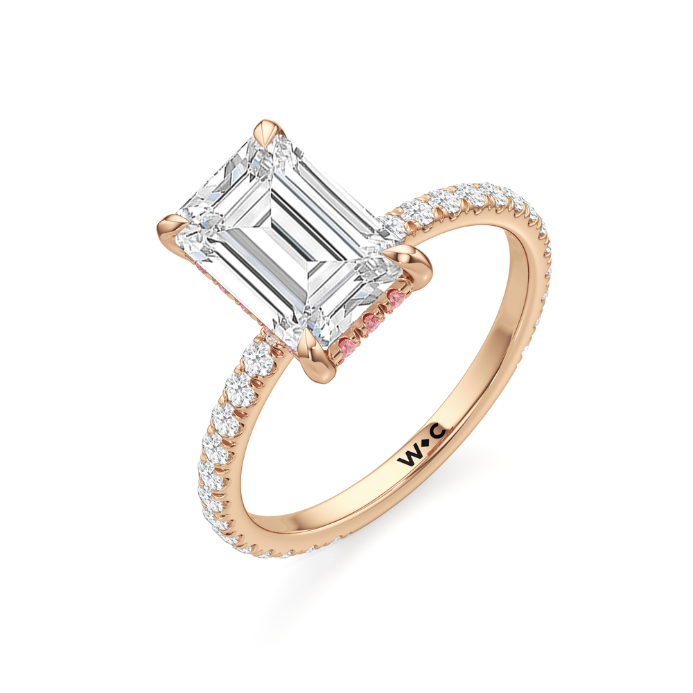 Emerald Cut The Rose Ring with Lab Grown Diamond in 14KT Rose Gold view 3
