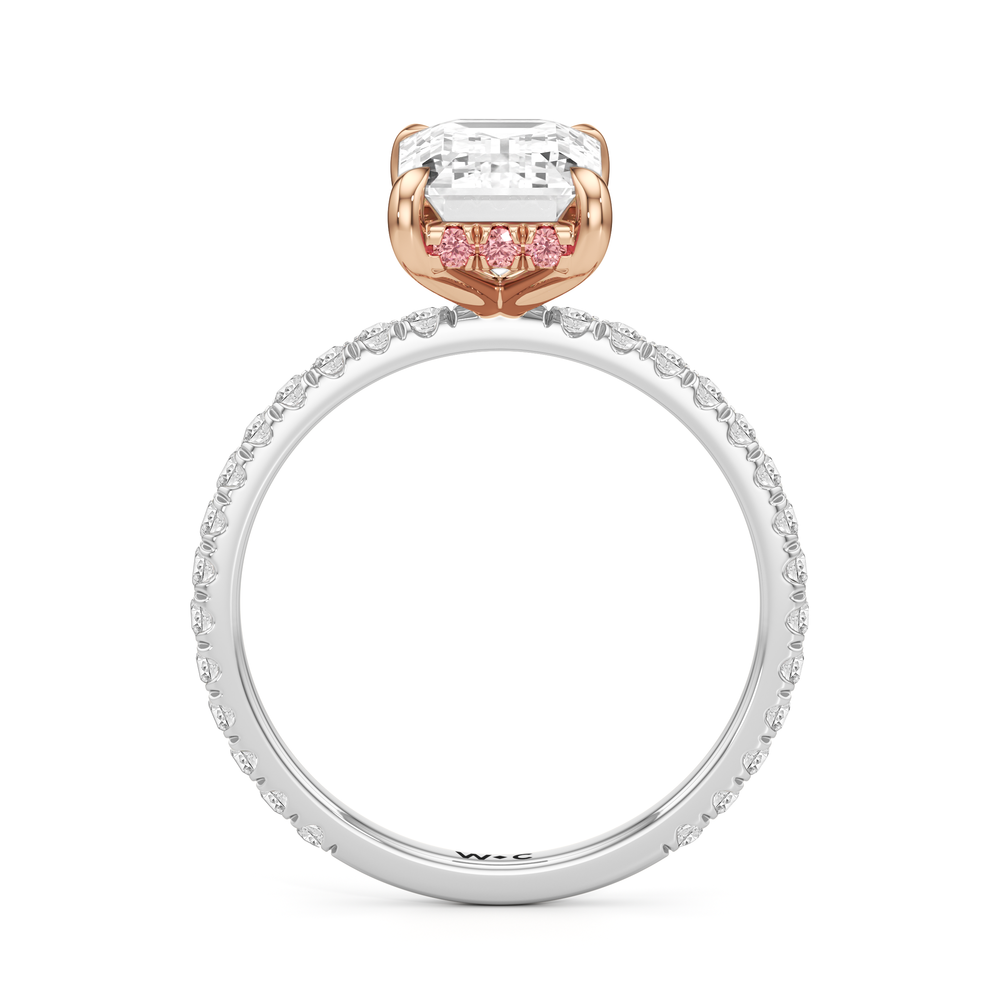 Emerald Cut The Rose Ring with Lab Grown Diamond in 14KT White & Rose Gold view 2

