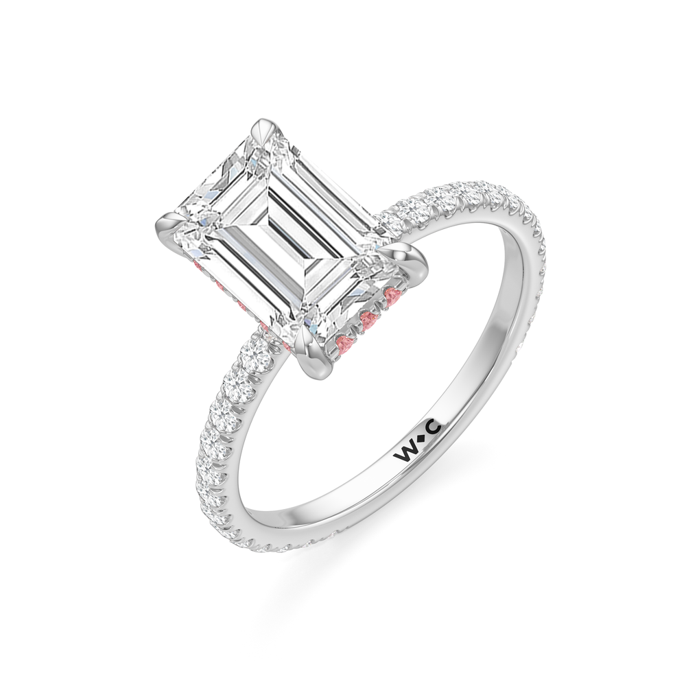 Emerald Cut The Rose Ring with Lab Grown Diamond in 14KT Platinum view 3
