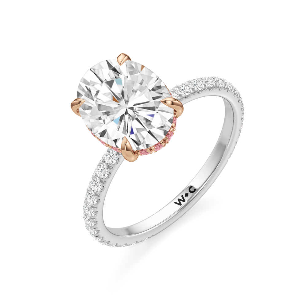 Oval Cut The Rose Ring with Lab Grown Diamond in 14KT White & Rose Gold view 3
