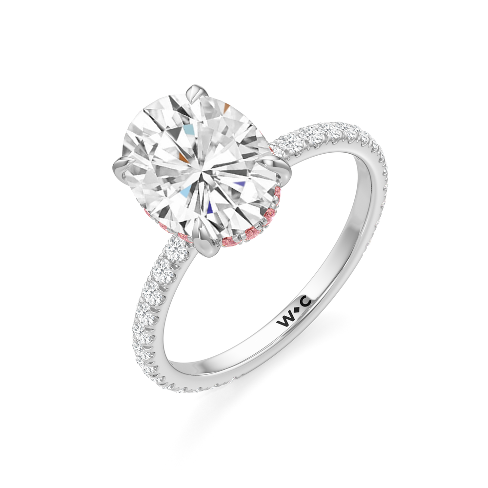 Oval Cut The Rose Ring with Lab Grown Diamond in 14KT Platinum view 3
