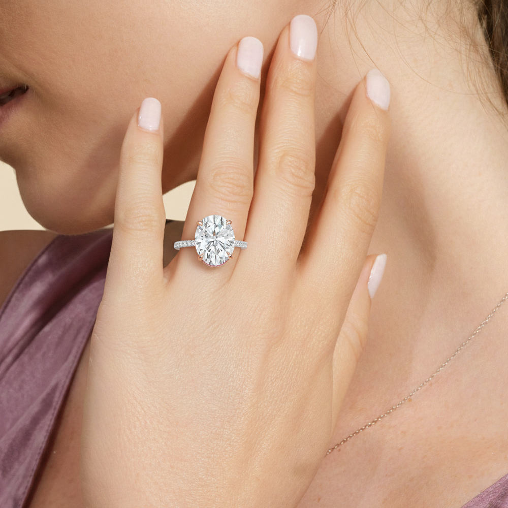 Model Wearing The Rose Ring with Lab Grown Diamond view