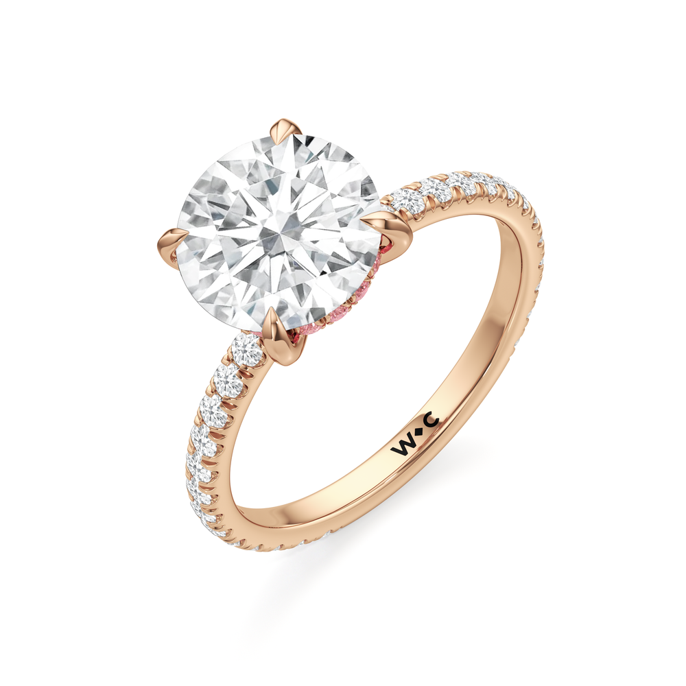Round Cut The Rose Ring with Lab Grown Diamond in 14KT Rose Gold view 3
