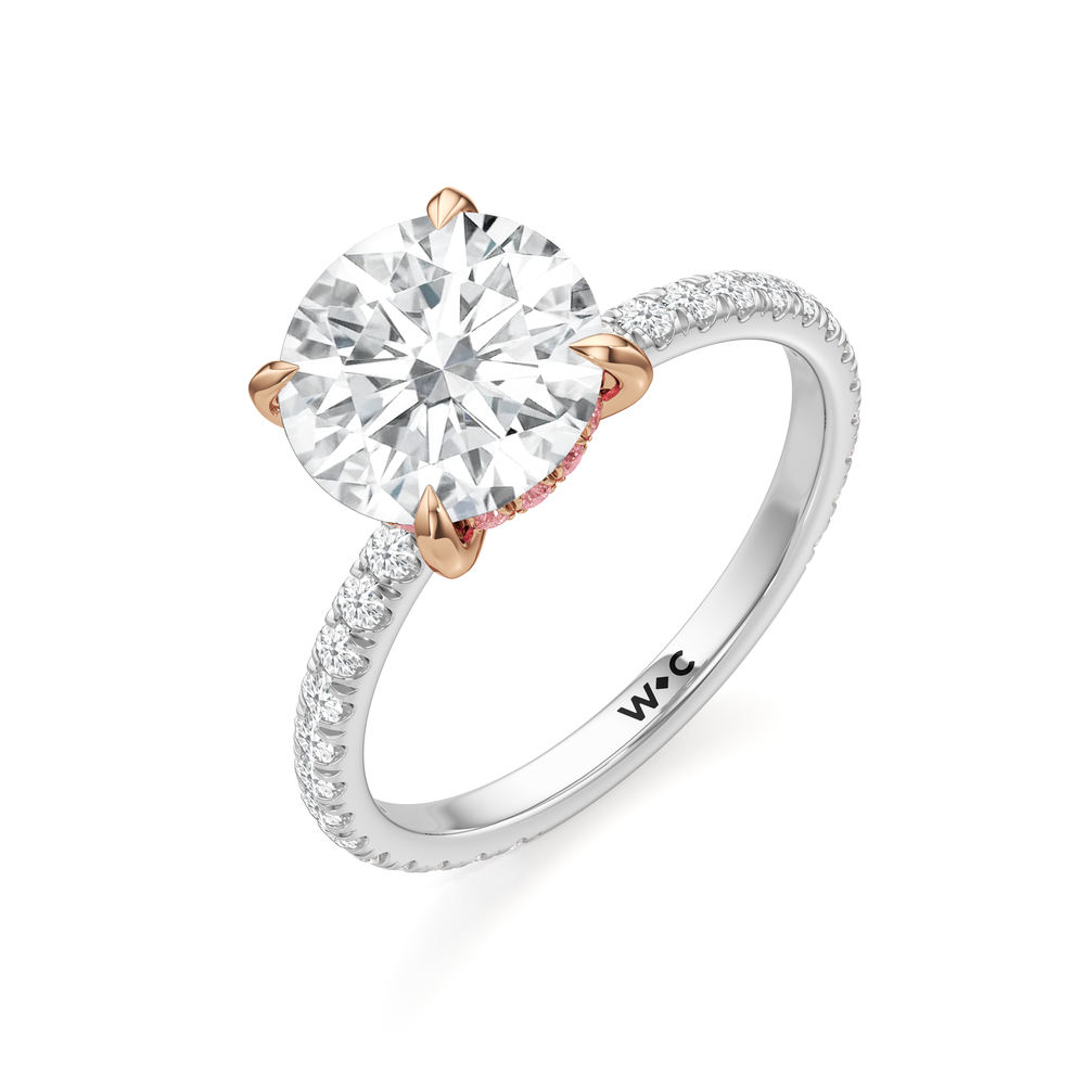 Round Cut The Rose Ring with Lab Grown Diamond in 14KT White & Rose Gold view 3
