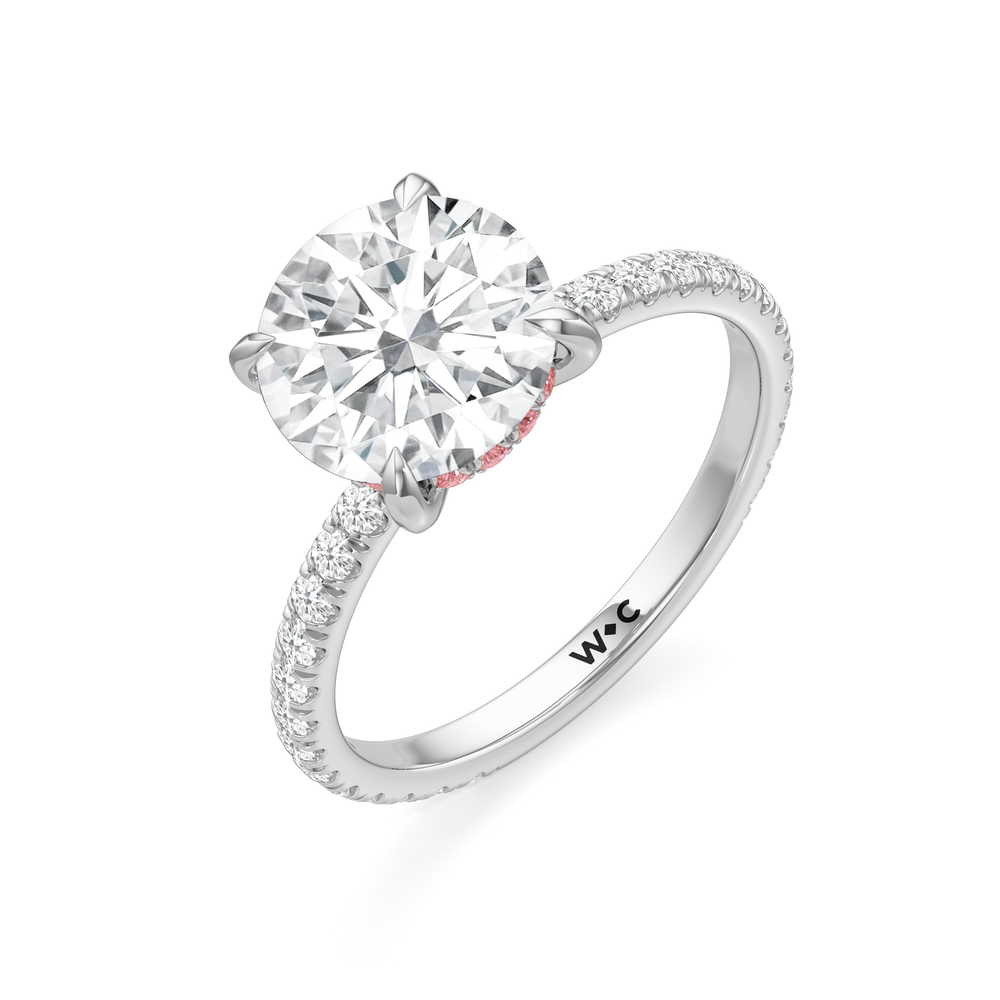 Round Cut The Rose Ring with Lab Grown Diamond in 14KT Platinum view 3
