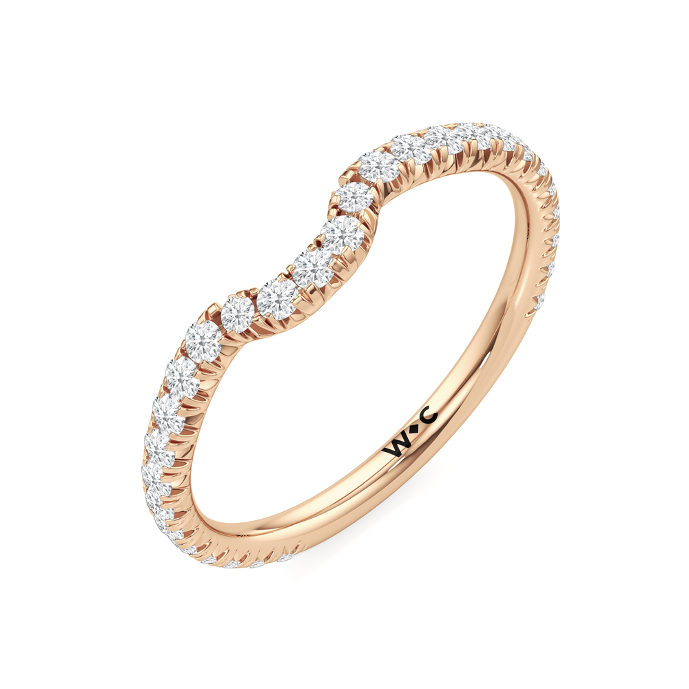 The Petaline Wedding Band with 18KT Rose Gold Cut Diamond in 14KT Rose Gold view 4

