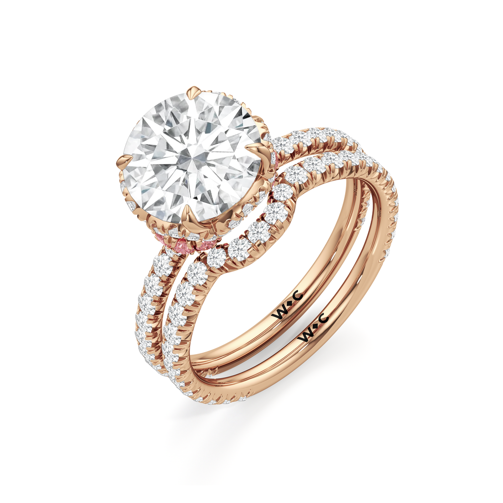 The Petaline Ring with Round Cut Diamond in 14KT Rose Gold view 4
