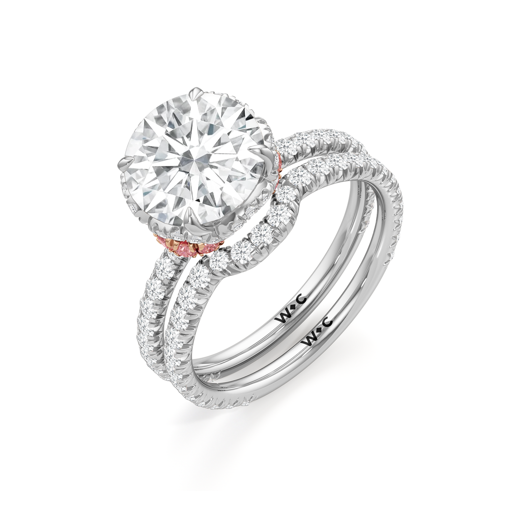 The Petaline Ring with Round Cut Diamond in 14KT White & Rose Gold view 4
