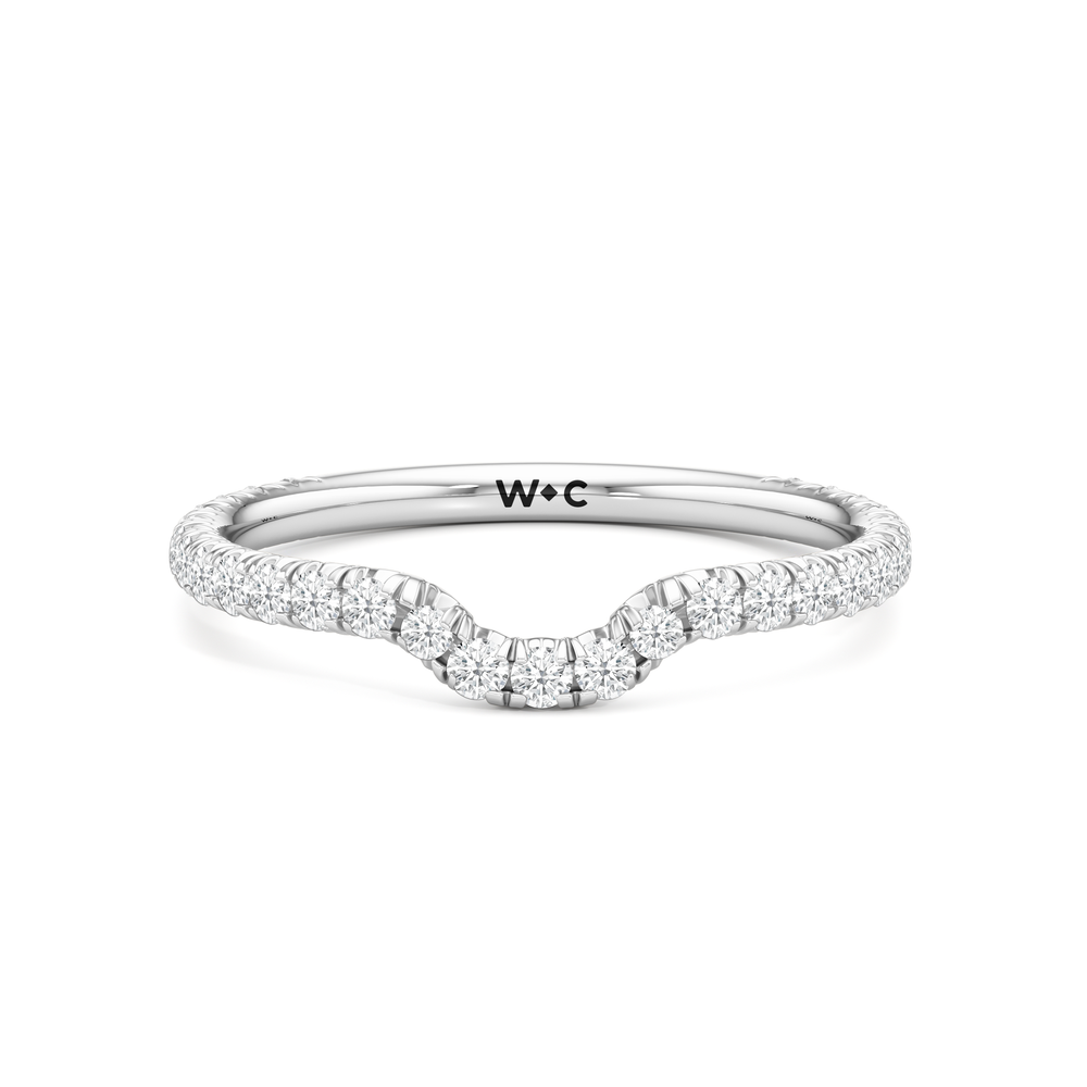 The Petaline Wedding Band with Platinum Cut Diamond in 14KT Platinum view 1
