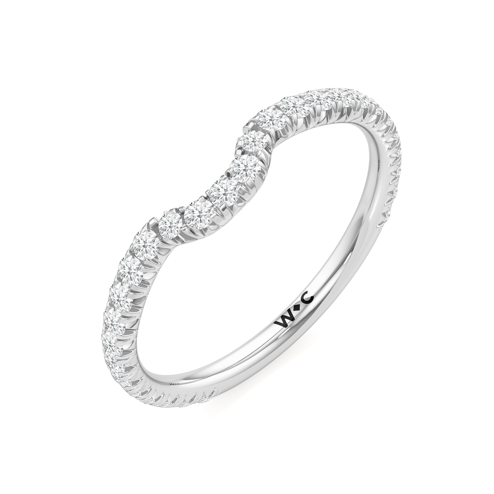 The Petaline Wedding Band with Platinum Cut Diamond in 14KT Platinum view 4
