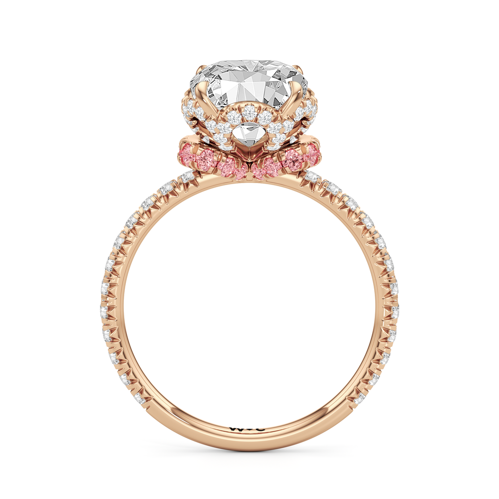 The Petaline Ring with Cushion Cut Diamond in 14KT Rose Gold view 2
