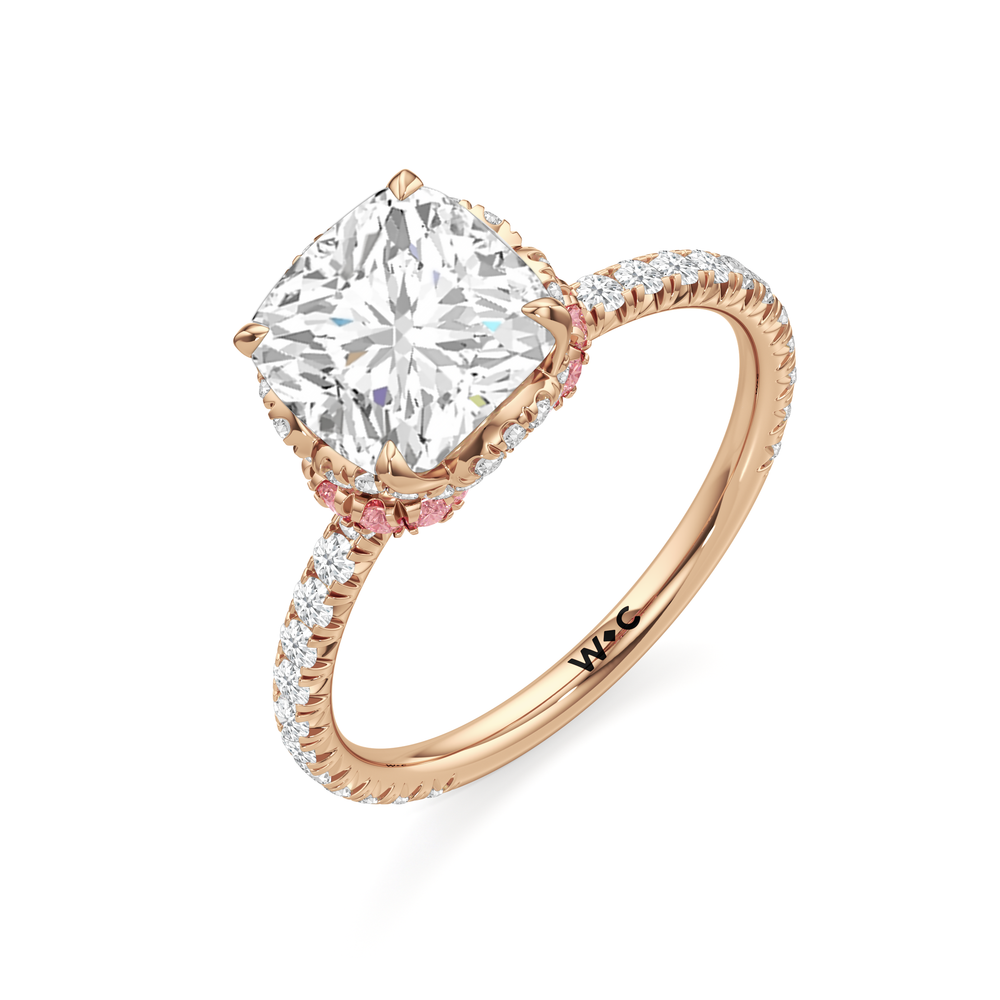 The Petaline Ring with Cushion Cut Diamond in 14KT Rose Gold view 3
