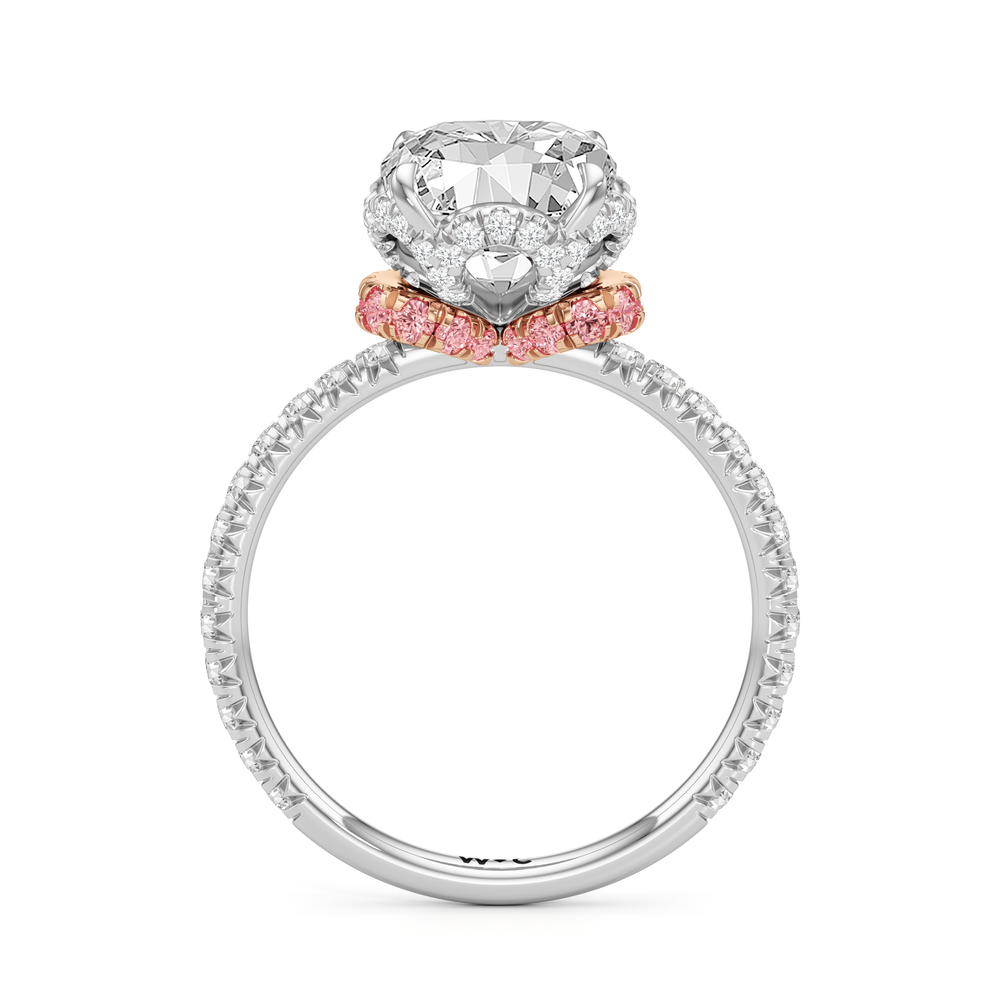 The Petaline Ring with Cushion Cut Diamond in 14KT White & Rose Gold view 2
