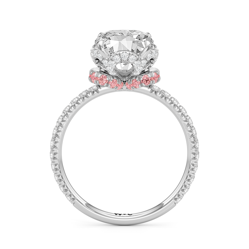 The Petaline Ring with Cushion Cut Diamond in 14KT Platinum view 2

