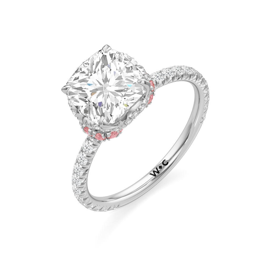 The Petaline Ring with Cushion Cut Diamond in 14KT Platinum view 3
