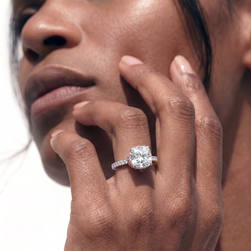 The Petaline Ring with Round Cut Diamond in 14KT Rose Gold view 3
