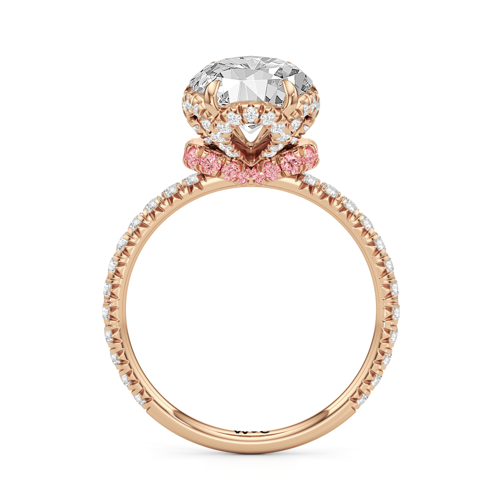 The Petaline Ring with Oval Cut Diamond in 14KT Rose Gold view 2
