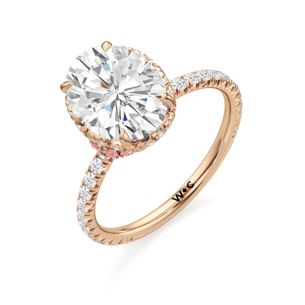 The Petaline Ring with Oval Cut Diamond in 14KT Rose Gold view 3
