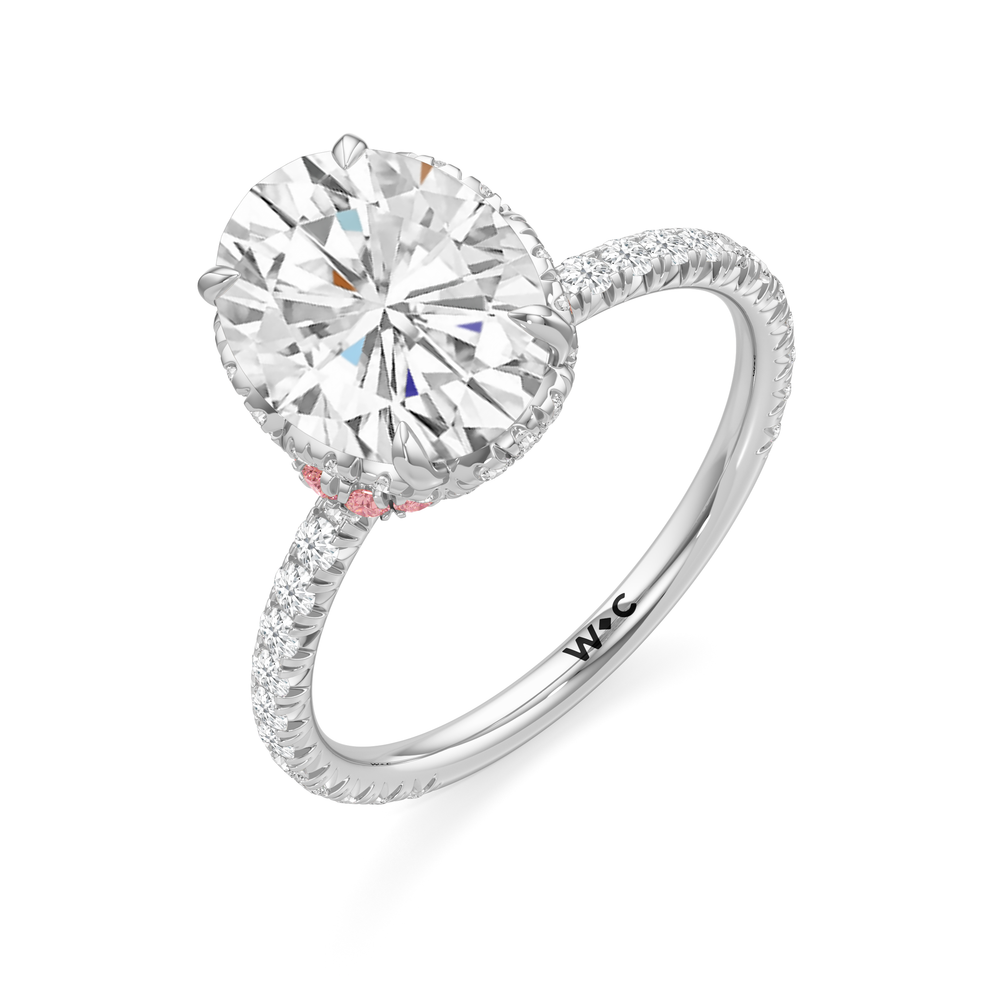 The Petaline Ring with Oval Cut Diamond in 14KT Platinum view 3
