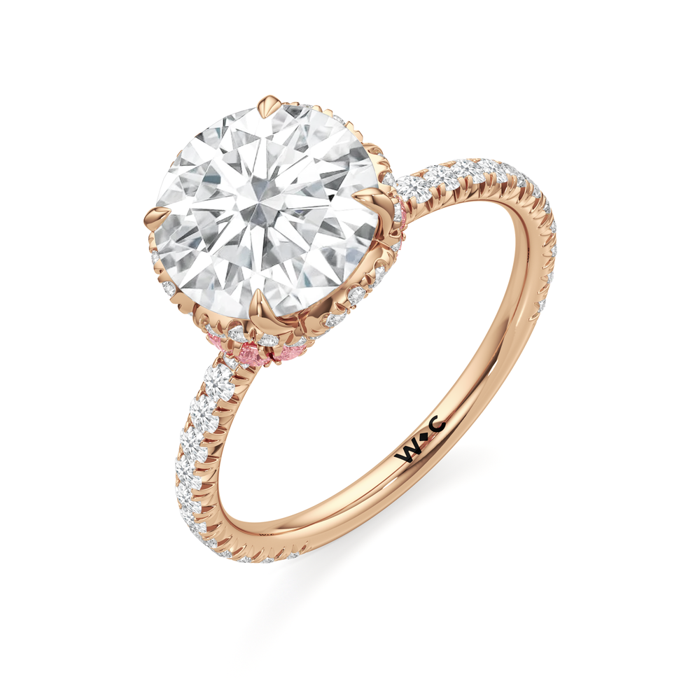 The Petaline Ring with Round Cut Diamond in 14KT Rose Gold view 3
